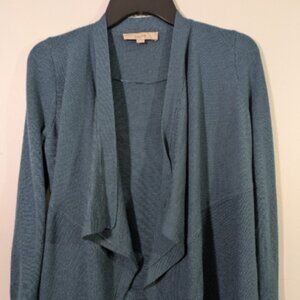 Ann Taylor LOFT Women's Cardigan Sweater Size M Green Open Front